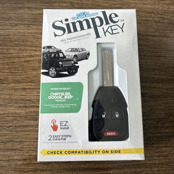 Simple Key 3 Function Key Replacement For Chrysler, Doge, Jeep - Complete Kit - Picture 1 of 6